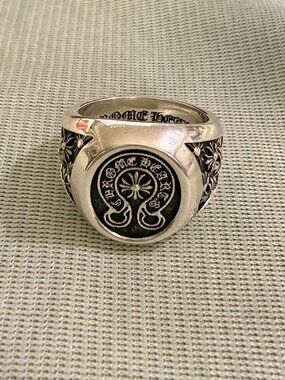 Chrome Hearts Scroll Signet Silver Ring